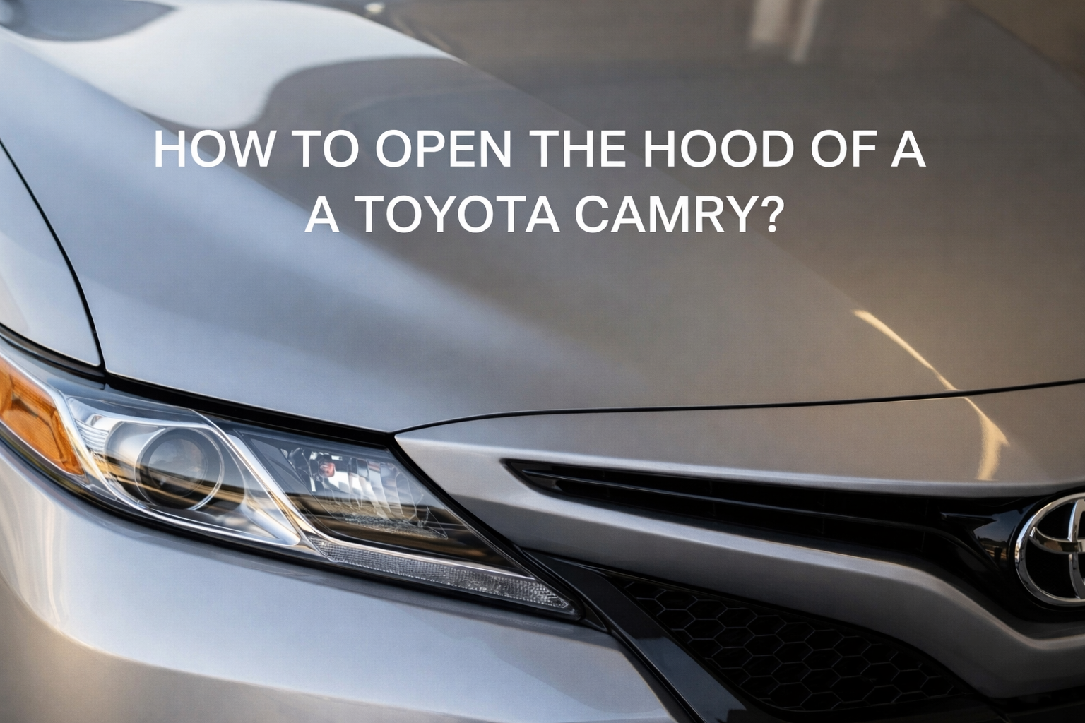 Close-up of a Toyota Camry hood slightly popped open in daylight, showing front grille and headlights, illustrating How to Open the Hood of a Toyota Camry.