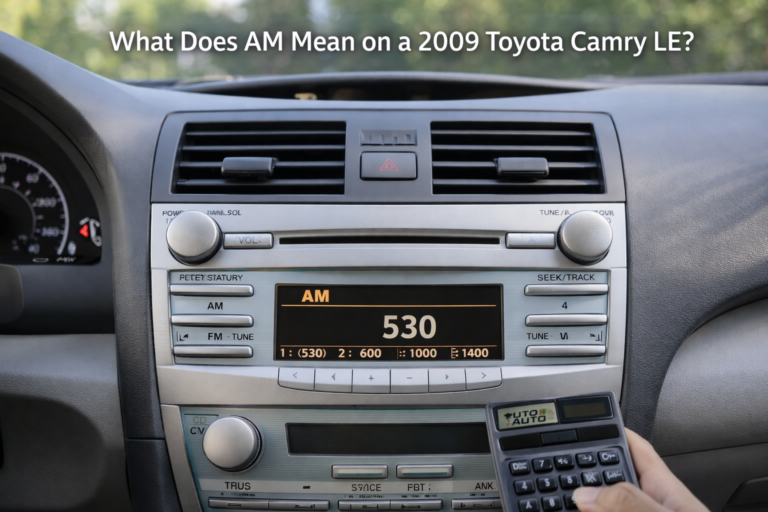 What Does AM Mean on a 2009 Toyota Camry LE? Dashboard display showing AM radio on factory head unit explaining clear view
