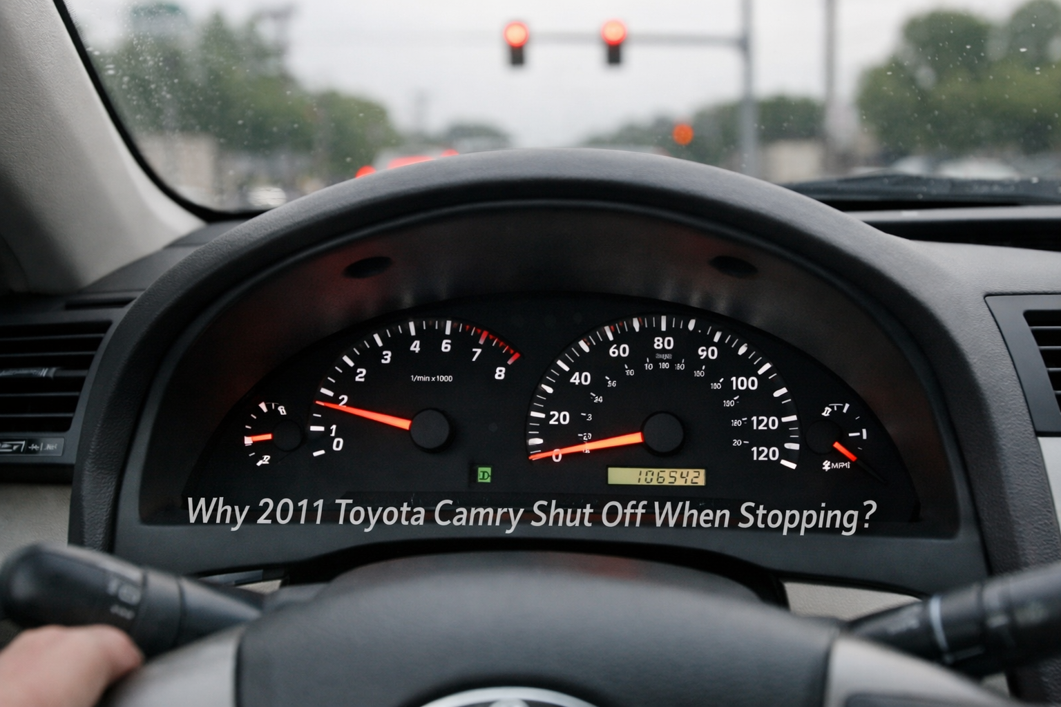 2011 Toyota Camry dashboard at red light showing low RPM below 700, explaining why 2011 Toyota Camry shut off when stopping issue