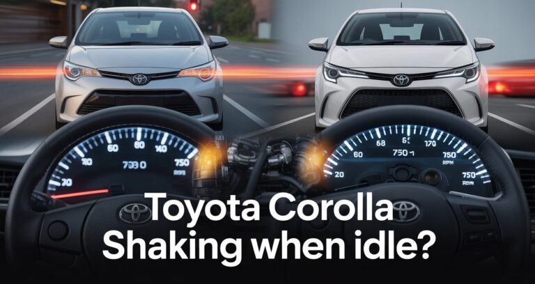 Toyota Corolla shaking when idle shown with RPM gauge and comparison view highlighting engine vibration and rough idle symptoms.