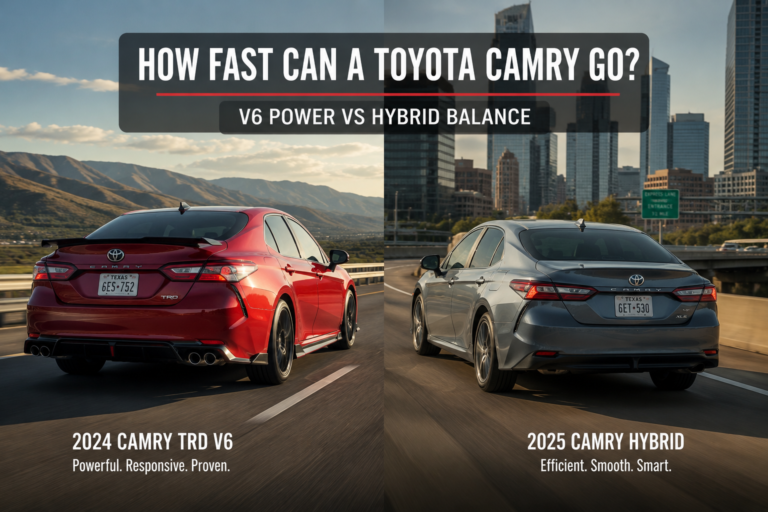 How Fast Can A Toyota Camry Go? TRD V6 vs Hybrid speed comparison on highway showing power, balance, and real driving feel